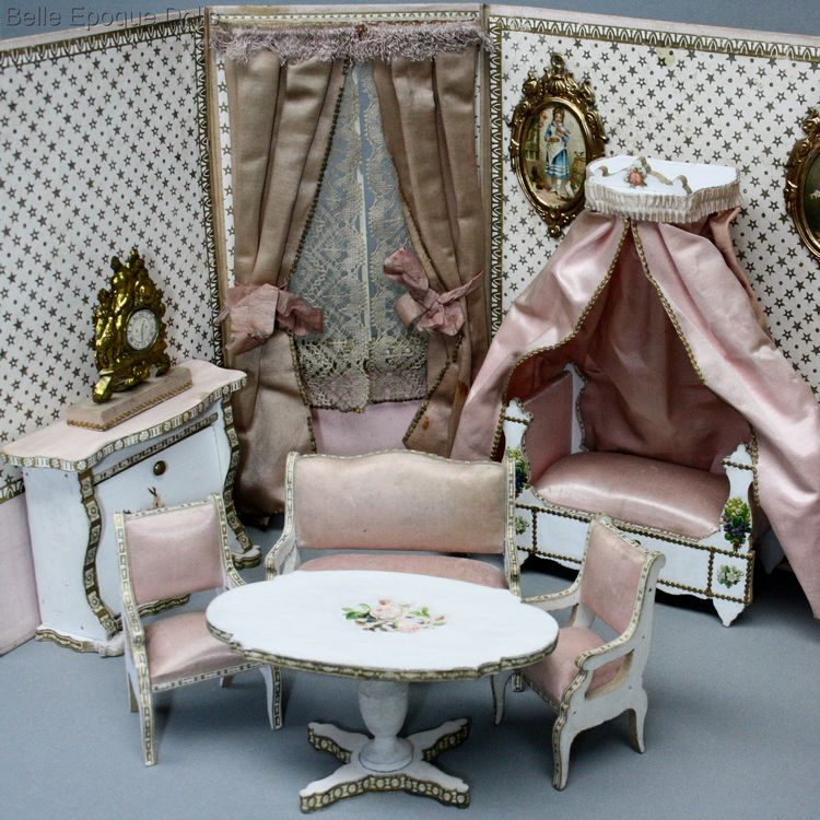 antique miniature room mignonette , Antique dolls house furniture bolant , antique room decor folding room