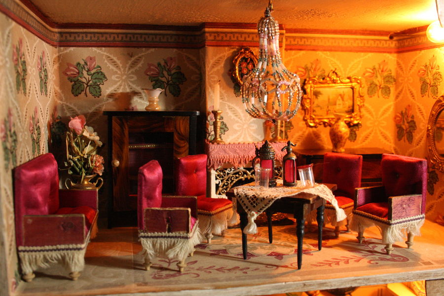 Antique Dollhouse Silber Fleming , alte Puppenhauser Silber Fleming 