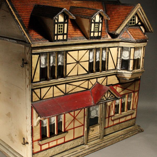 large German & Stamp - / Houses Christian Antique HM322 Hacker Rooms - Dollhouse Dolls Outstanding Ref Red with by
