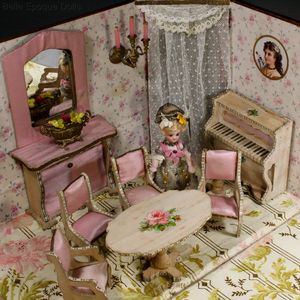Puppenstuben zubehor , antique french room and furniture , French dollhouse salon miniature 