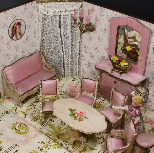 Bolant Badeuille furniture , antique french room and furniture , French dollhouse salon miniature