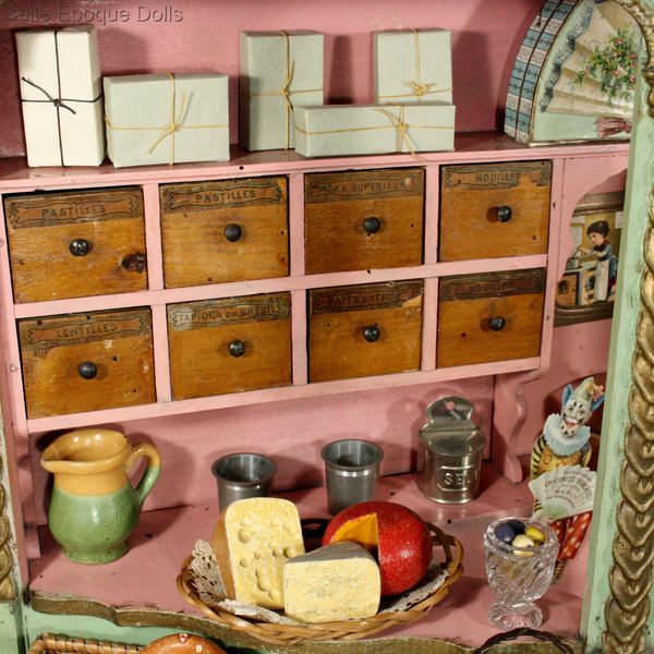 Antique dolls toy French  Grocery Chocolate shop , gemischtwarenladen franzsische konditorei , Puppenstuben zubehor Franzsisches  kaufladen