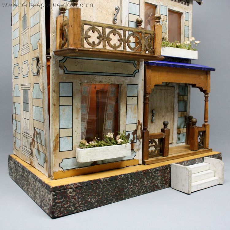 Puppenstuben zubehor , Antique dolls house with balcony