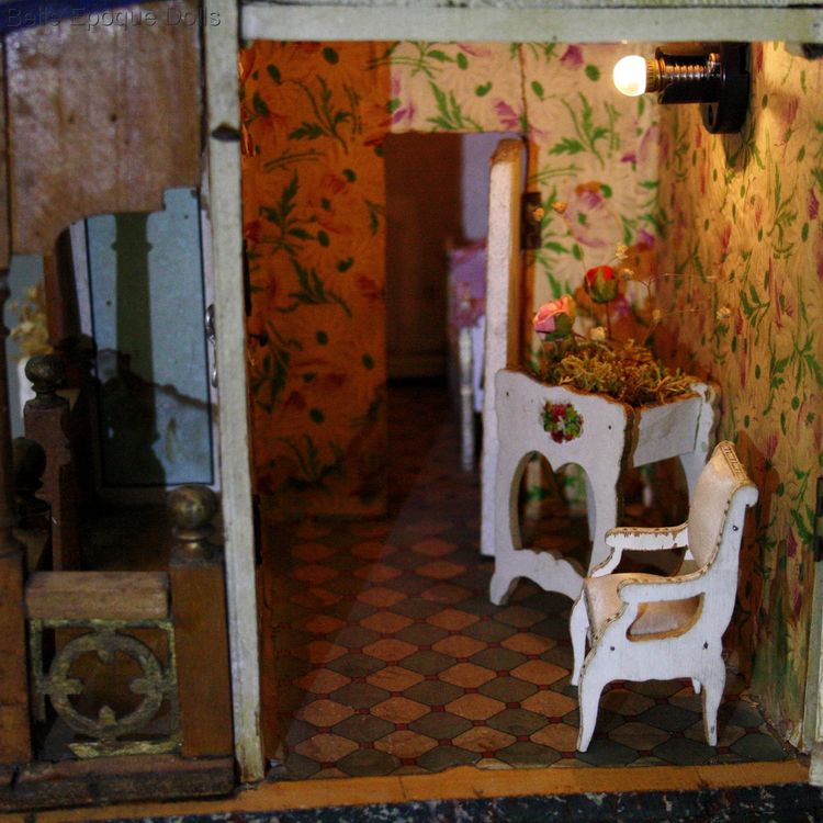 villard weill , Antique dolls house with balcony , Antique Dollhouse miniature deauville French dollhouse