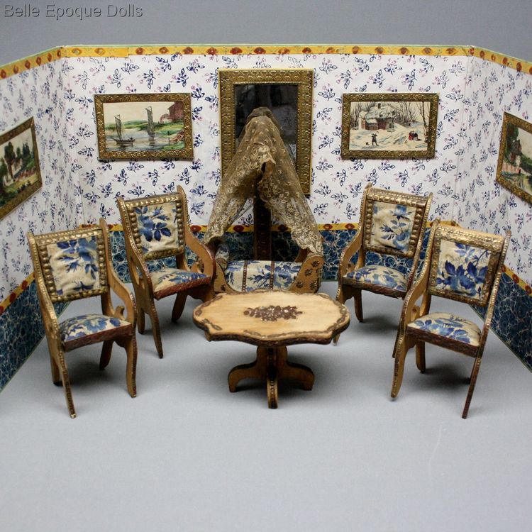 Puppenstuben zubehor , French dollhouse salon Louis Badeuille