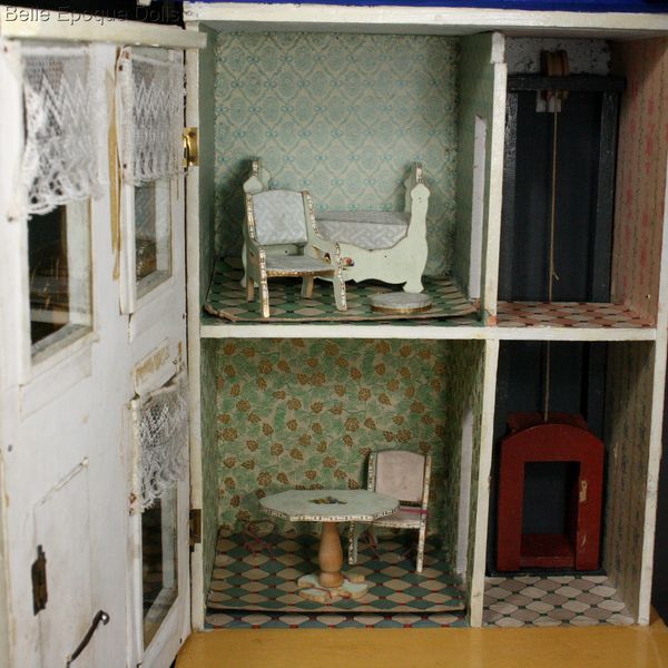 dolls house with elevator gottschalk , Antique Dollhouse miniature , Puppenhauser gottschalk