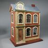 Antique dolls house with pediment  , Villard Weill dollhouse , Antique French wooden Dollhouse 