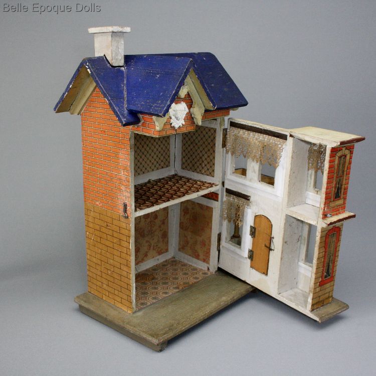 antique wooden dollhouse gottschalk , Antique Doll's house miniature , Puppenhauser
