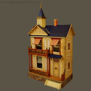 Antique French Dollhouse  , Antique dolls house deauville ,  Puppenhauser antique wooden dollhouse gottschalk 