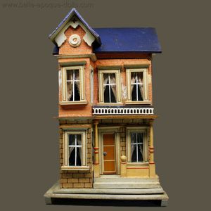 Lithographed Blue Roof Dollhouse - by Moritz Gottschalk