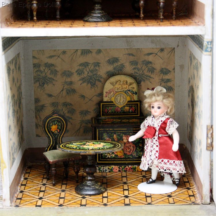 Antique Dolls Houses & Rooms / Small Lithographed Blue Roof