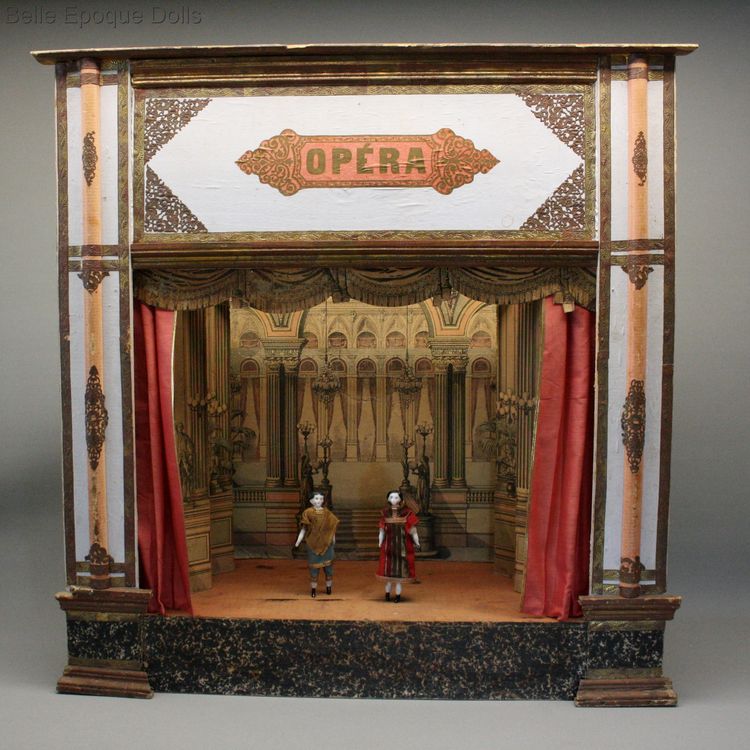Antique Dollhouse miniature theater , Antique dolls house opera