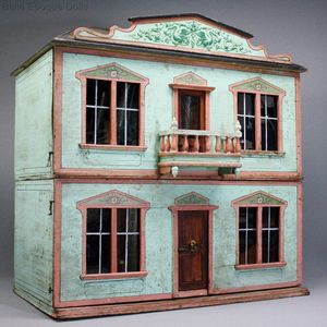 German Wooden Doll House  with Swans Pediment - by Christian Hacker