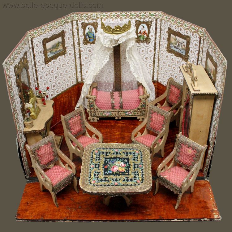 Antique Dollhouse miniature Badeuille Room , Antique French Dollhouse miniature