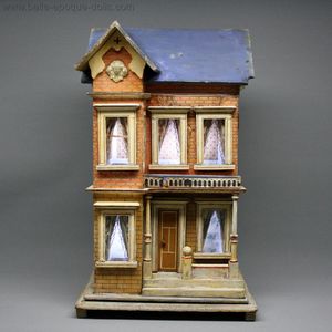 Lithographed Blue Roof Dollhouse - by Moritz Gottschalk