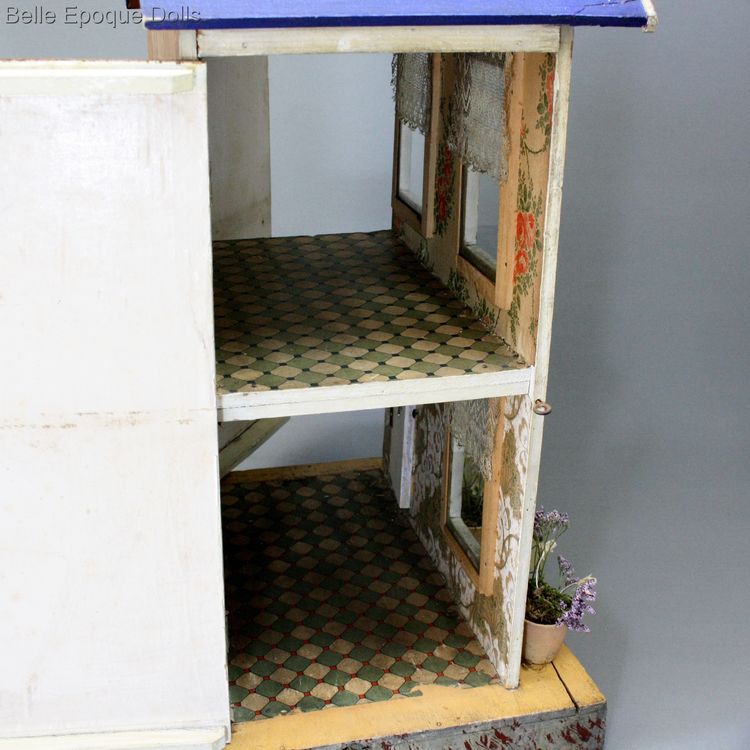  antique wooden dollhouse , gottschalk miniature dollhouse , doll house villard weill