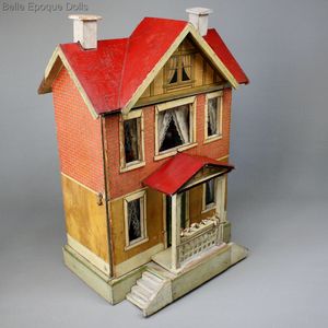 antique miniature wooden dollhouse , Moritz Gottschalk dollhouse , puppenhaüser Moritz Gottschalk 