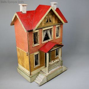 antique miniature wooden dollhouse , Moritz Gottschalk dollhouse , puppenhaser Moritz Gottschalk 