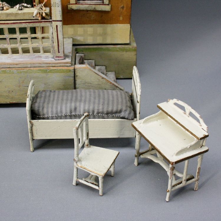 antique miniature wooden dollhouse , puppenhaser Moritz Gottschalk