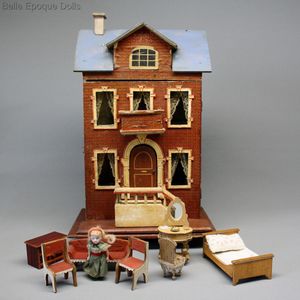 Charming Antique Blue-roof Dollhouse - by Theodor Heymann