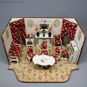 Villard & Weill room box , French room miniature  , antique French miniature room box  