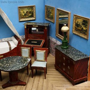 antique french miniature salon , dollhouse for sale , mobilier époque restauration 
