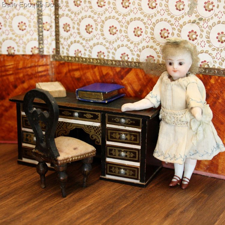 antique dollhouse desk miniature , Waltershausen furniture