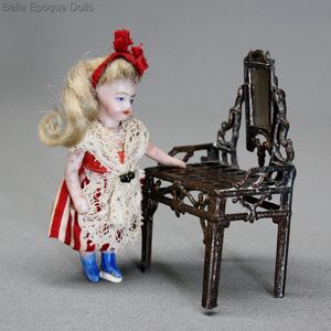 Antique miniature vanity table simon rivollet , Antique Dollhouse metal furniture , Antique dolls house dressing table 