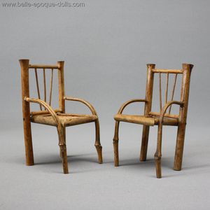 antique doll Bamboo furniture , antique dolls house furniture japanese , antique  dollhouse bamboo table and chairs 