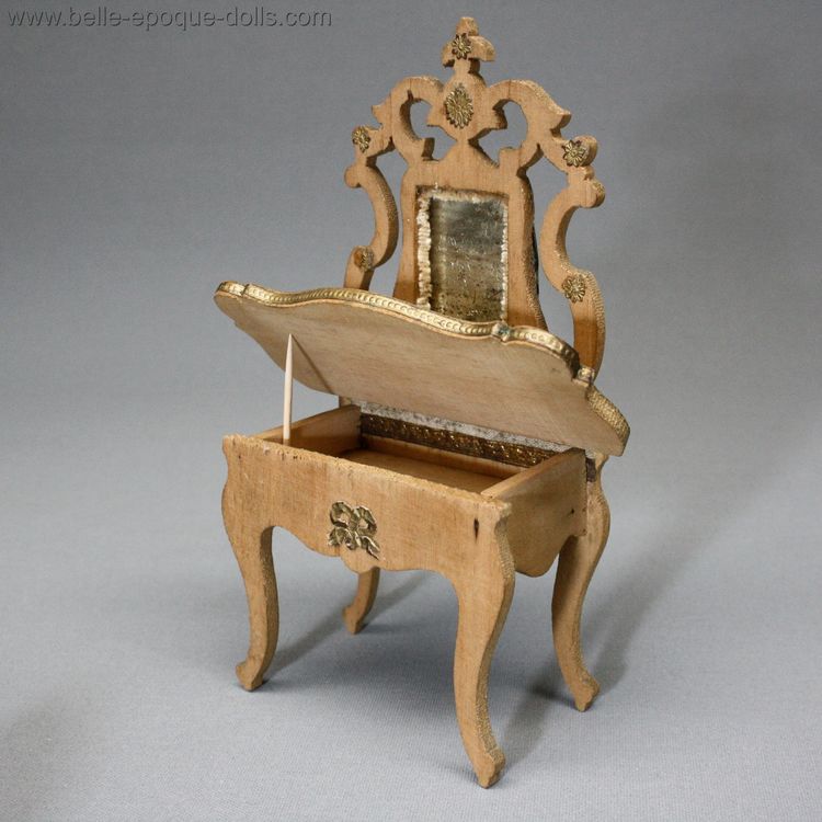 Louis Badeuille dollhouse furniture , Antique dolls house furniture french badeuille , Antique Dollhouse miniature dressing table