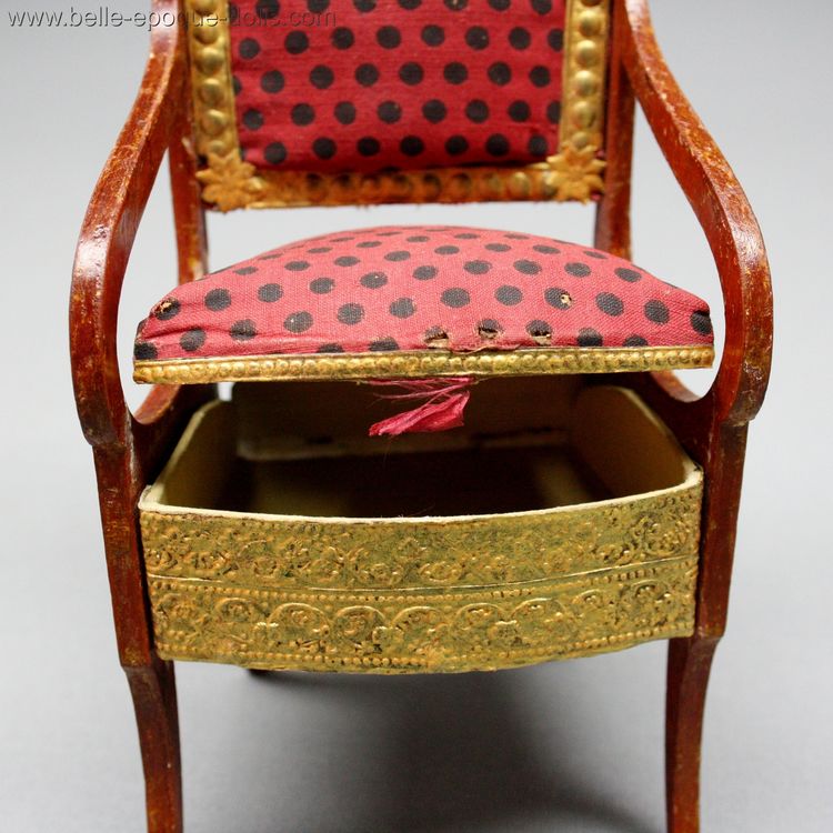 alte candy container , antique doll miniature furniture , miniature antique doll  armchair