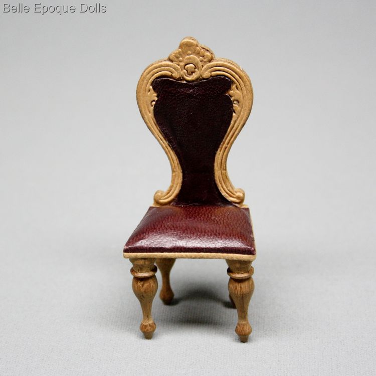waltershausen leather seats miniature , dolls house antique furniture , antique miniature dollhouse furniture