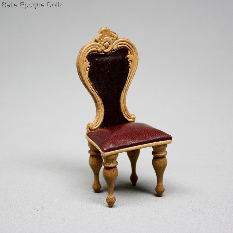 waltershausen leather seats miniature , antique miniature dollhouse furniture , dresden paper trim