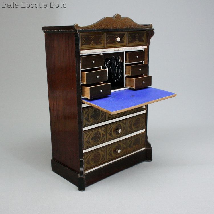 puppenstuben zubehor , miniature desk in Boulle Style , Antik Kleiner Puppenmobiliar