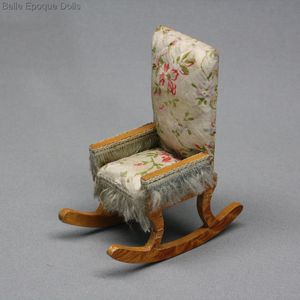Waltershausen dollhouse furniture , Antique Dollhouse miniature rocking chair , Waltershausen Puppenstuben zubehor 