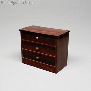 Antique dolls house rosewood furniture  , antique miniature chest and secretaire , Antique Dollhouse miniature furniture 