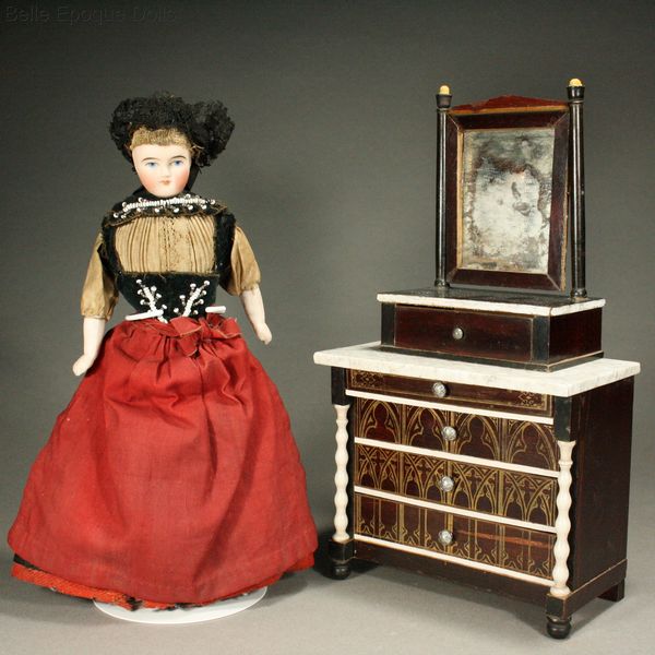 Antique Dollhouse miniature walterhausen mirror , Puppenstuben zubehor spielgel biedermeier kestner