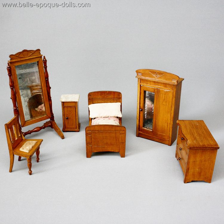 Antique Dollhouse bedroom miniature , antique miniature wooden Bedroom 