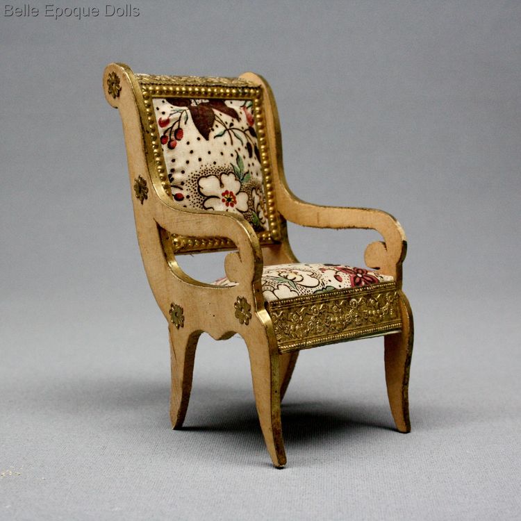 antique dolls house furniture , salon antique miniature , French miniature antique furnishings