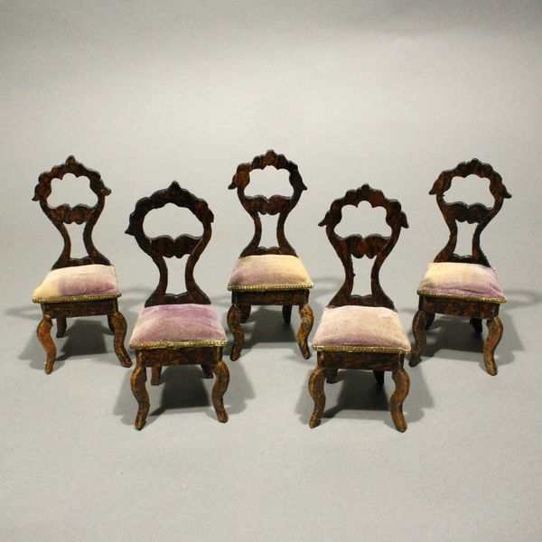 antique waltershausen dollhouse set , antique dolls house rosewood furniture , antique dollhouse rosewood furniture set