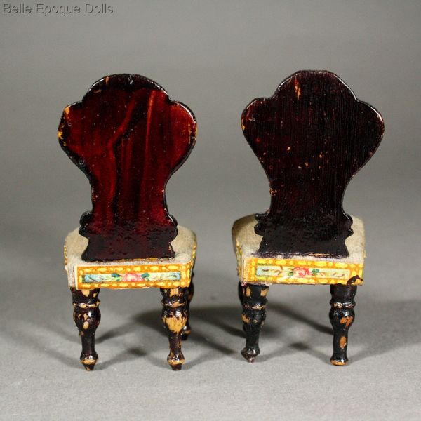 Antique dolls house furniture salon with lithographed paper , alte puppenstuben salonmbel 