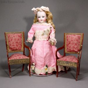 Pair of Early French Doll Armchairs -  for  Tall Mignonettes
