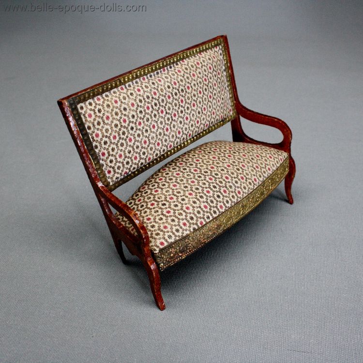 miniature antique dolls house sofa , alte puppenstubben