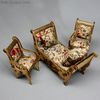 miniature antique doll  , antique dolls house furniture , French miniature antique furnishings 