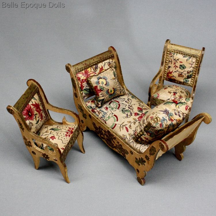 French miniature antique furnishings , miniature french antique recamier