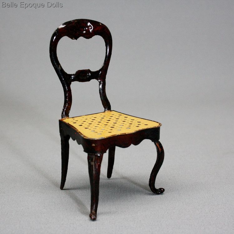 antique dollhouse tin furniture , Antique dolls house rock graner chair  , Antique Dollhouse miniature furniture