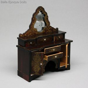 Antique Dollhouse miniature dressing table wagner sohne , Antique dolls house furniture boulle style , Puppenstuben mobel wagner sohne 