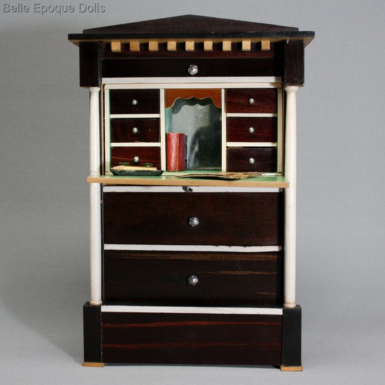 Antique biedermeier secretary desk miniature , alte miniatuur Puppen mobel sekretar