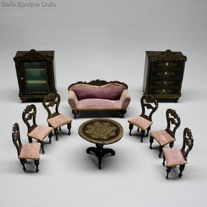 Fantastic Dollhouse Furnishings in Biedermeier Boulle Style by Wagner  Sohne