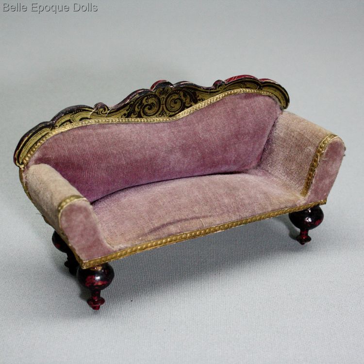 biedermeier salon , Antique dolls house furniture boulle style , Antique Dollhouse german wagner sohn furnishings miniature